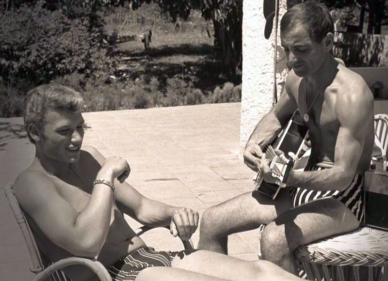 Charles Aznavour et Johnny Hallyday
